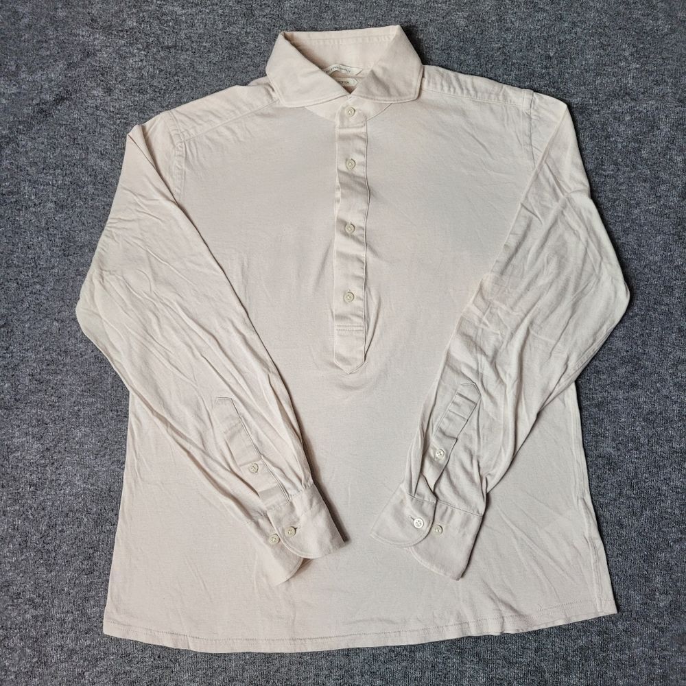 Suitsupply Pure Cotton Shirt 1/4 Button Mens Size M Slim Fit Beige Long Sleeve